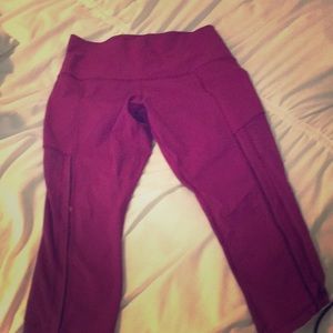 Size 10 Lululemon cropped leggings. Mesh panels